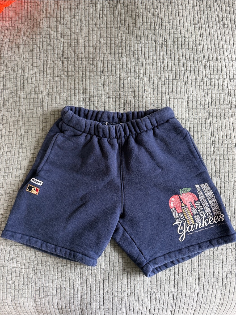 Madhappy Navy Blue Yankees Graphic Athletic Shorts